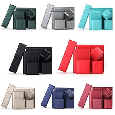 Quadratische Falschlederschmuckkiste, Elegante gebürstete Schmuckverpackung OEM