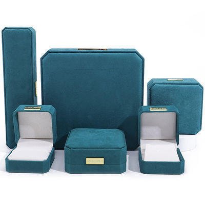 Großhandel Fertigung Luxus handgefertigte Schmuckbox Verpackung Personalisiertes Custom Logo High-End hellblaues Halskette Armband Ohrringe Ring Verpackung Samt Oktagonale Schmuckbox