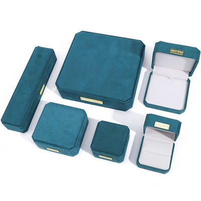 Großhandel Fertigung Luxus handgefertigte Schmuckbox Verpackung Personalisiertes Custom Logo High-End hellblaues Halskette Armband Ohrringe Ring Verpackung Samt Oktagonale Schmuckbox