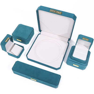 Großhandel Fertigung Luxus handgefertigte Schmuckbox Verpackung Personalisiertes Custom Logo High-End hellblaues Halskette Armband Ohrringe Ring Verpackung Samt Oktagonale Schmuckbox