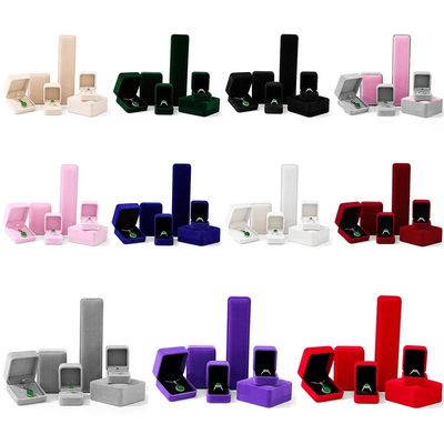 Großhandel Fertigung Hign End Schmuck Verpackung Personalisiertes Custom Logo Luxus Halskette Armband Ohrring Ring Verpackung Samt Beige Schmuckbox