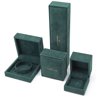 Hochwertige Samt-Schmuckschatulle, handgefertigt, quadratisch, dunkelgrüner Samt-Schmuckkasten für Halskette, Armband, Ring