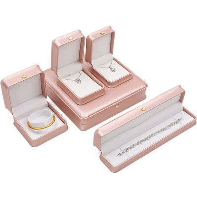 Custom Logo Schmuckschachtel Rose Gold Lederkrone Design für Ringe Ohrringe und Halsketten