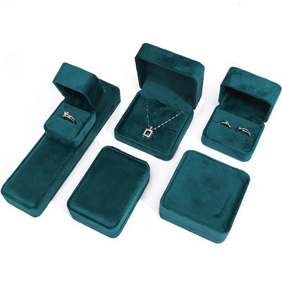 Luxuriöse Schmuckverpackungsbox, hochwertig, quadratisch, dunkelgrünes Samt-Schmuckkästchen