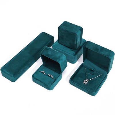 Luxuriöse Schmuckverpackungsbox, hochwertig, quadratisch, dunkelgrünes Samt-Schmuckkästchen