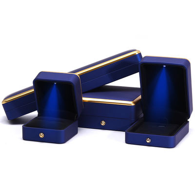 Custom Quadrat Halskette und Ring Lichtblaue LED Schmuckschachtel mit Luxus eleganten Stil