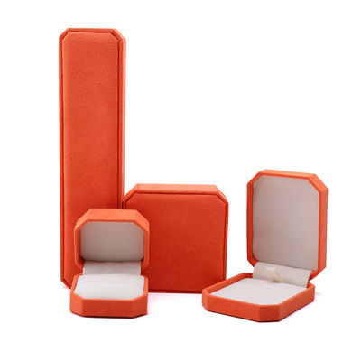 elegant handgefertigte orange Oktagonale Samt Schmuck Box für Halskette Ohrringe Armband Ring Verpackung