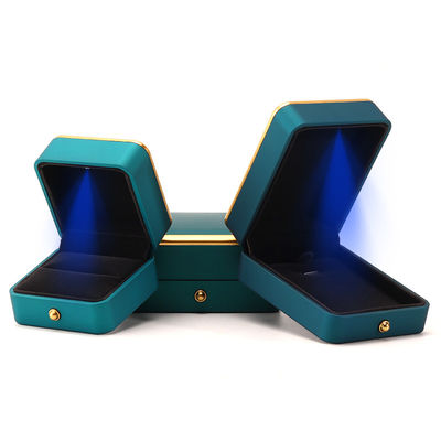 Lichtgrüne LED-Plastik-Velvet-Schmuckschachtel für Kunden in quadratischem Luxus eleganten Stil