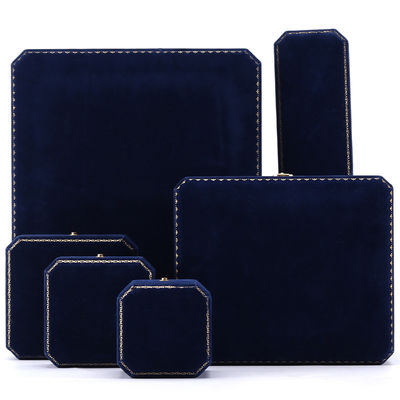Handgefertigte Rechteckige Dunkelblaue Samt Schmuckbox für kundenspezifische Luxus-Armband Ring Set