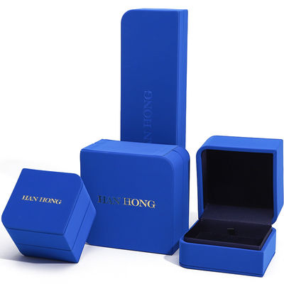 kaufen Rechteckige blaue Lederschmuckbox für maßgeschneiderte Ohrringe Armband Halskette Ring online manufacture