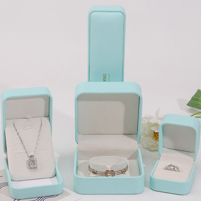 Cyan Plain Soft Touch Falsches Leder Schmuck Verpackung Box Fall Luxus-Organisator