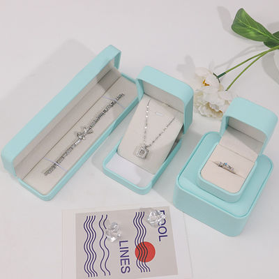 Cyan Plain Soft Touch Falsches Leder Schmuck Verpackung Box Fall Luxus-Organisator