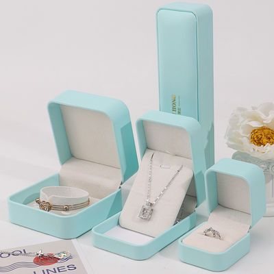 Cyan Plain Soft Touch Falsches Leder Schmuck Verpackung Box Fall Luxus-Organisator