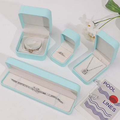Cyan Plain Soft Touch Falsches Leder Schmuck Verpackung Box Fall Luxus-Organisator