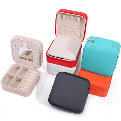 kaufen Custom Logo Reisen Portable Square Storage Schmuckbox mit Spiegel in PU-Leder online manufacture