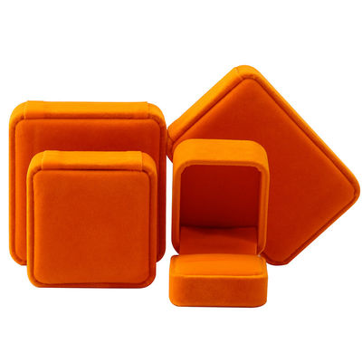 Hochwertige Schmuckschatulle Ring Halskette Armband Verpackung Luxus quadratisch orange Samt Schmuckschatulle