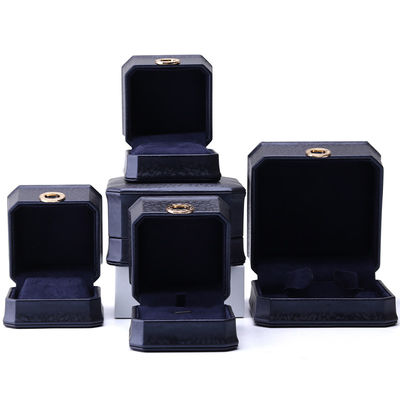 11*11*6cm Leder Schmuckkasten Hanhong Quadrat Halskette Ringkasten mit Metall Blau Luxus