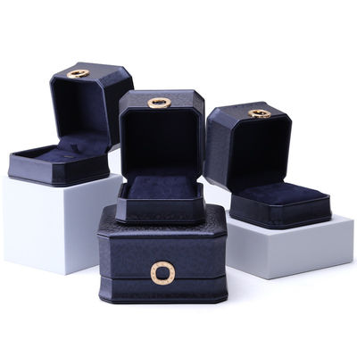 11*11*6cm Leder Schmuckkasten Hanhong Quadrat Halskette Ringkasten mit Metall Blau Luxus