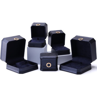11*11*6cm Leder Schmuckkasten Hanhong Quadrat Halskette Ringkasten mit Metall Blau Luxus