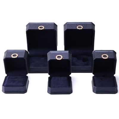 11*11*6cm Leder Schmuckkasten Hanhong Quadrat Halskette Ringkasten mit Metall Blau Luxus
