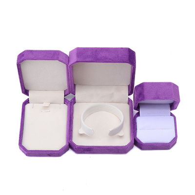 Schmuckverpackung Maßgeschneiderte achteckige Form lila Flannelette Box für Halskette Armband Ring