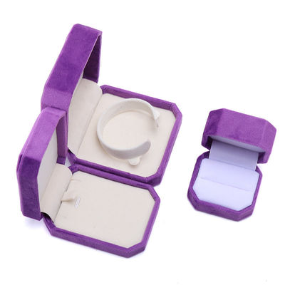 Schmuckverpackung Maßgeschneiderte achteckige Form lila Flannelette Box für Halskette Armband Ring