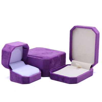 Schmuckverpackung Maßgeschneiderte achteckige Form lila Flannelette Box für Halskette Armband Ring