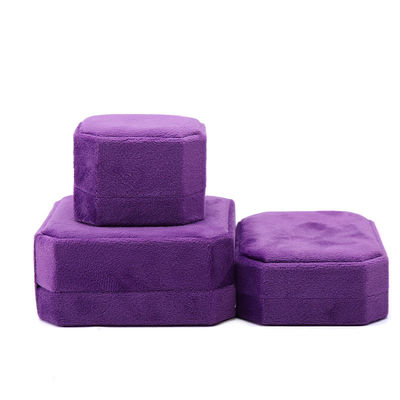 Schmuckverpackung Maßgeschneiderte achteckige Form lila Flannelette Box für Halskette Armband Ring