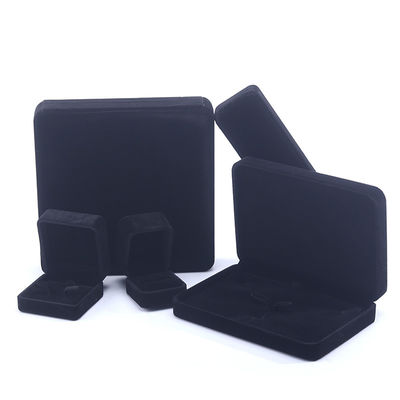 Handgefertigte schwarze Samt-Ring-Schmuckschatulle für Halskette, Ohrringe, Armband, Ring