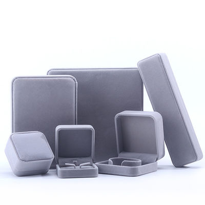 Maßgeschneiderte Größe Graue Samt Schmuckbox für Halskette Ring Ohrringe Armband Verpackung