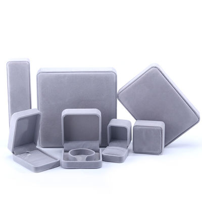 Maßgeschneiderte Größe Graue Samt Schmuckbox für Halskette Ring Ohrringe Armband Verpackung
