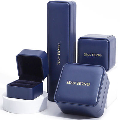 kaufen Dunkelblaue Runde Ecke PU Leder Schmuck Set Box Hochwertige Schmuckverpackung Box OEM online manufacture