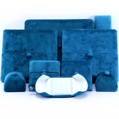 Elegante Doppeltür Schmuckschachtel Hign Ende blaues Samt Schmuckschachtel mit Logo