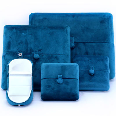 Elegante Doppeltür Schmuckschachtel Hign Ende blaues Samt Schmuckschachtel mit Logo