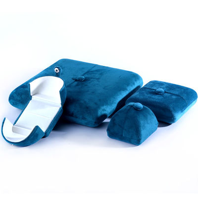 Elegante Doppeltür Schmuckschachtel Hign Ende blaues Samt Schmuckschachtel mit Logo