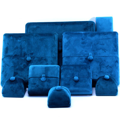 Elegante Doppeltür Schmuckschachtel Hign Ende blaues Samt Schmuckschachtel mit Logo