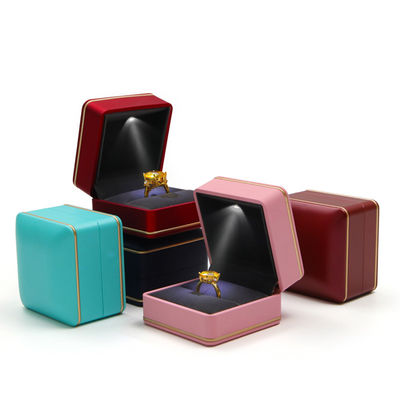 Custom Logo Silk Screen Druck Schmuck Aufbewahrungsbox mit Licht Hanhong Cyan Ring Box