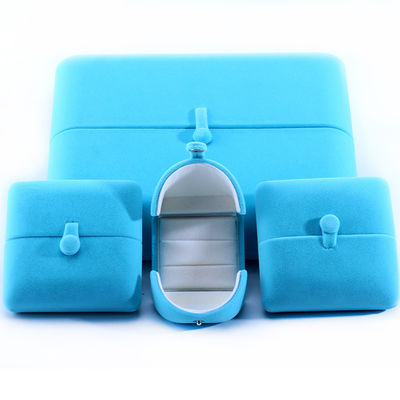 Elegante Doppeltür Schmuckschachtel Hign Ende blaues Samt Schmuckschachtel mit Logo