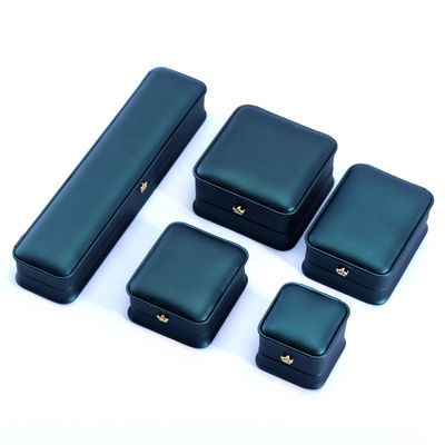 Green Crown Design Luxus PU Leder Schmuckbox für Armband Halskette Ring und Grün