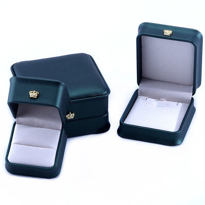 Green Crown Design Luxus PU Leder Schmuckbox für Armband Halskette Ring und Grün