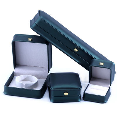 Green Crown Design Luxus PU Leder Schmuckbox für Armband Halskette Ring und Grün