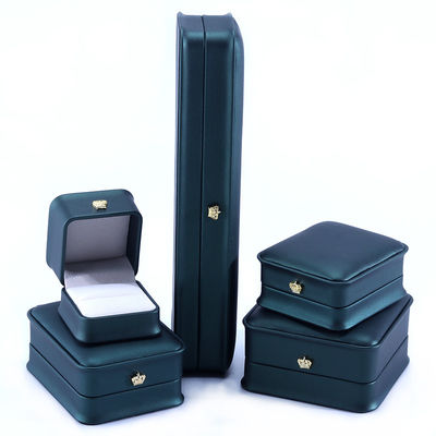 Green Crown Design Luxus PU Leder Schmuckbox für Armband Halskette Ring und Grün