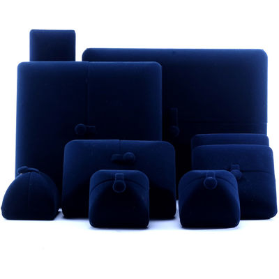 Elegante Doppeltür Schmuckschachtel Hign Ende blaues Samt Schmuckschachtel mit Logo