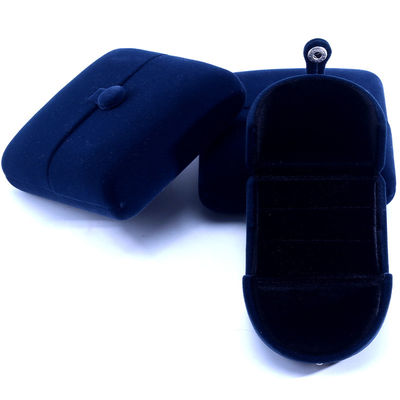 Elegante Doppeltür Schmuckschachtel Hign Ende blaues Samt Schmuckschachtel mit Logo