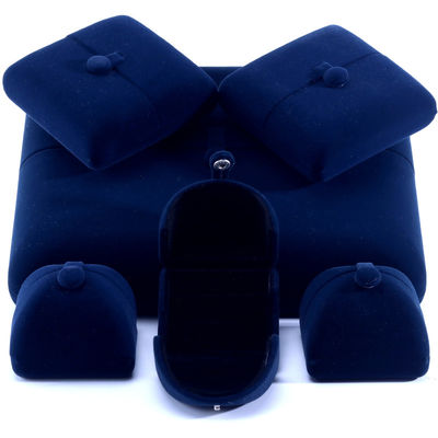 China Fertigung Großhandel hochwertige Luxus-Großschmuck-Set Halskette Armband Ohrring Ring Box Schmuck Verpackung benutzerdefiniert blaues Samt Doppeltür Schmuck-Box mit Logo