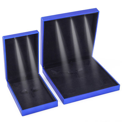 Custom Logo Blaue LED Schmuckbox für Halskette Armband und Ohrringe