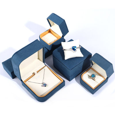 Blaue Schmuckverpackung aus Mikrofiberleder für Ehrringe mit Ringpaar Hanhong 7*7*5cm