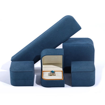 Blaue Schmuckverpackung aus Mikrofiberleder für Ehrringe mit Ringpaar Hanhong 7*7*5cm