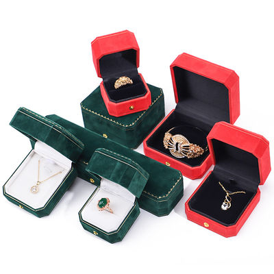 Custom Logo Rechteck Samt Schmuckbox für Anhänger Ohrringe Armband Halskette Ring