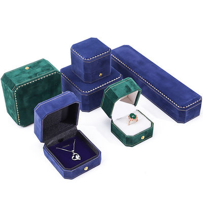 Custom Logo Rechteck Samt Schmuckbox für Anhänger Ohrringe Armband Halskette Ring